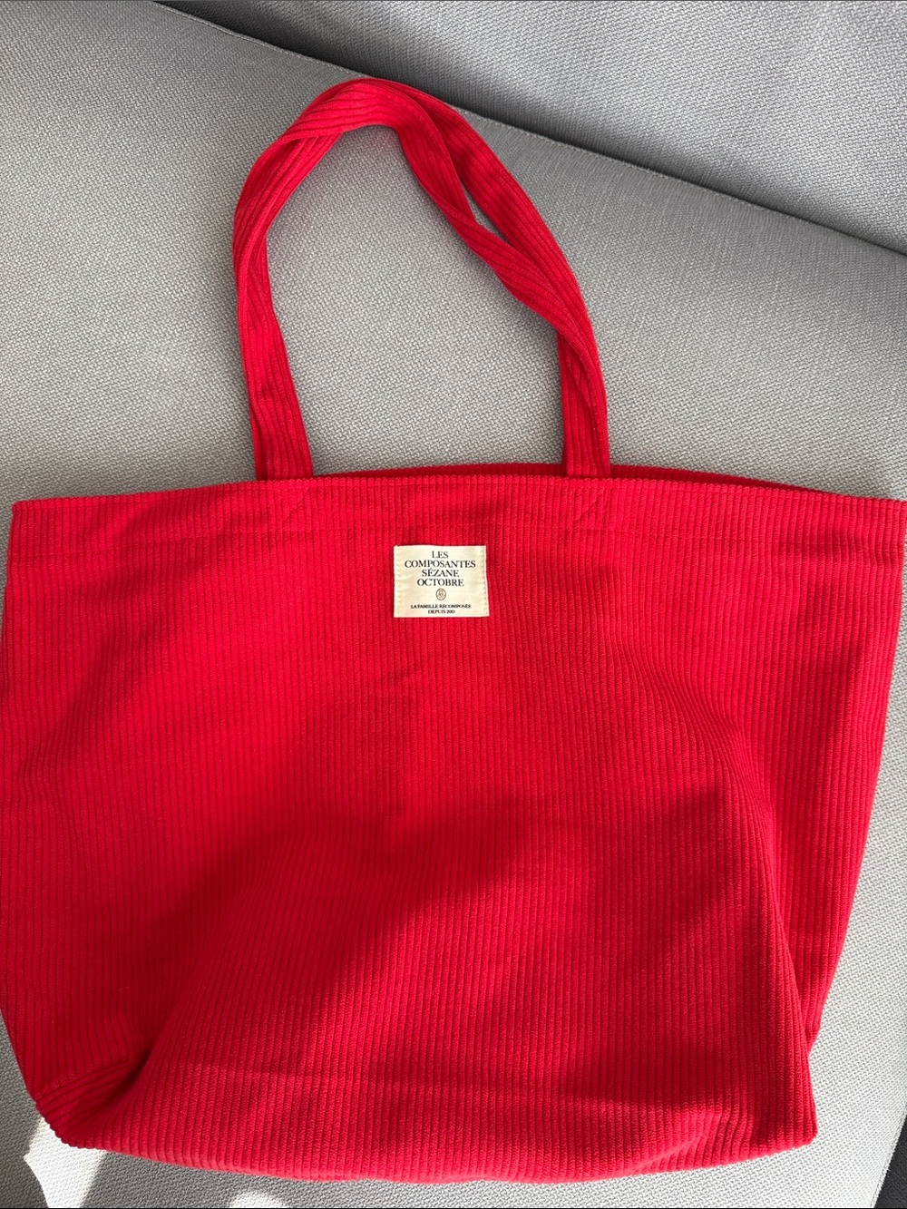 Sezane Red Corduroy Tote Bag